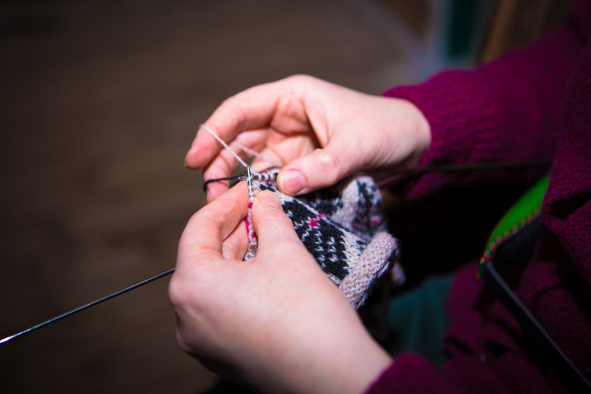 Fair Isle knitting, knitting with two colours in one row.