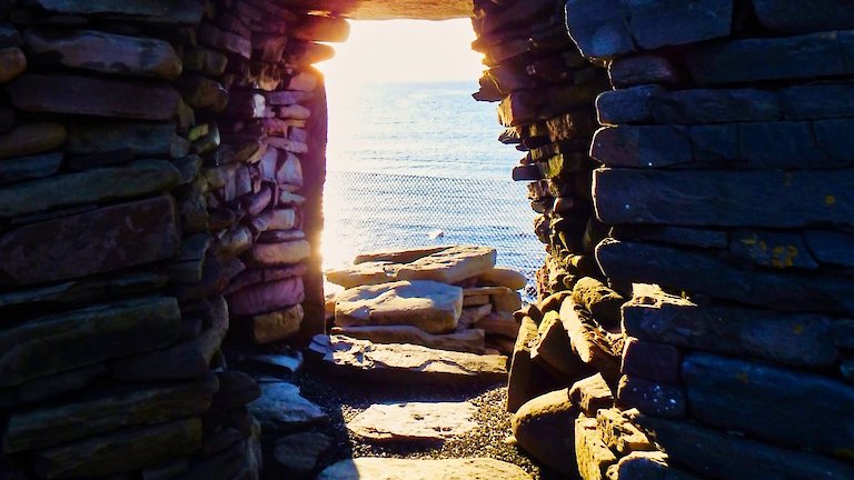 Inside Iron Age wheelhouse, Jarlshof